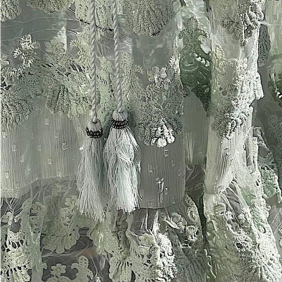 Altar’d State Lace Ruffles Romantic Dress with Tassels and Side Slits - … - Picture 5 of 13